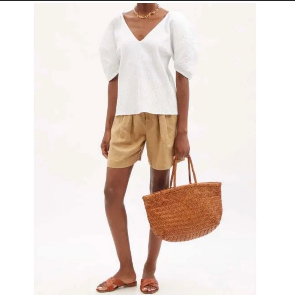 MARA HOFFMAN Fia Puff-Sleeved Cotton-Blend Top-NWT